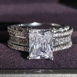 2021 New Arrival Luxury Princess Cut Silver Ring Set - ringsuniverse