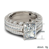 2021 New Arrival Luxury Princess Cut Silver Ring Set - ringsuniverse