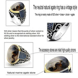 New Authentic Silver Antique Blue Zircon Agate Ring - Rings Universe