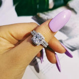 2021 New Silver Cushion Cut Jewelry Ring Sets - ringsuniverse