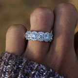 2021 New Arrival Luxury Halo Silver Wedding Ring Set - ringsuniverse