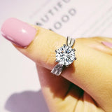 2021 New Arrival Luxury Halo Silver Wedding Ring Set - ringsuniverse