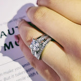 Excellent Silver AAA CZ Diamonds Fine Jewelry Ring Set - ringsuniverse
