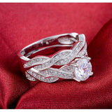 New arrival Appealing Silver AAA Zircon Diamonds Ring Set - ringsuniverse