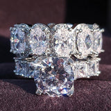 Luxury Silver Oval Princess Cut Fine Jewelry Ring set - ringsuniverse