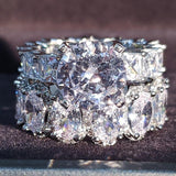 Luxury Silver Oval Princess Cut Fine Jewelry Ring set - ringsuniverse