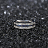 Silver Round Lab Sapphire Zircon Gemstone Fine Jewelry ring - ringsuniverse