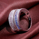 Silver Round Lab Sapphire Zircon Gemstone Fine Jewelry ring - ringsuniverse