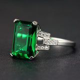 2021 New Silver AAA CZ Green Rectangle  Ring - ringsuniverse
