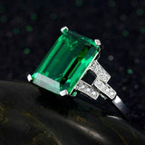 2021 New Silver AAA CZ Green Rectangle  Ring - ringsuniverse