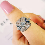 2021 New Design Fashion Silver Unique Blue Crystals Ring - ringsuniverse