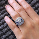 2021 New Design Fashion Silver Unique Blue Crystals Ring - ringsuniverse