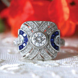 2021 New Design Fashion Silver Unique Blue Crystals Ring - ringsuniverse