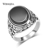 Fashion Vintage Black Stone Tibetan silver Big Ring - ringsuniverse