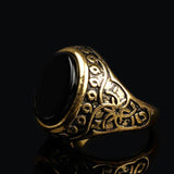 Fashion Vintage Black Stone Tibetan silver Big Ring - ringsuniverse
