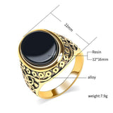 Fashion Vintage Black Stone Tibetan silver Big Ring - ringsuniverse