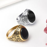 Fashion Vintage Black Stone Tibetan silver Big Ring - ringsuniverse