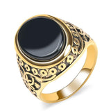 Fashion Vintage Black Stone Tibetan silver Big Ring - ringsuniverse