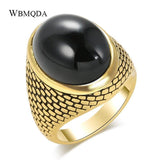 Classic Fashion Antique Gold Black Stone Punk Ring - ringsuniverse