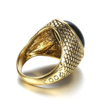 Classic Fashion Antique Gold Black Stone Punk Ring - ringsuniverse