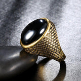 Classic Fashion Antique Gold Black Stone Punk Ring - ringsuniverse