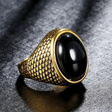 Classic Fashion Antique Gold Black Stone Punk Ring - ringsuniverse