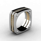 Geometric Square Shaped Heavy Gadget Ring - ringsuniverse