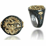 Vintage Fashion Dragon Black Gun Hip Hop Ring - ringsuniverse