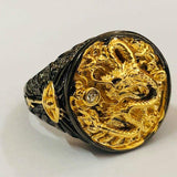 Vintage Fashion Dragon Black Gun Hip Hop Ring