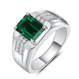 Blue Green Crystal Silver Color Men's Ring