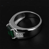 Blue Green Crystal Silver Color Men's Ring - ringsuniverse