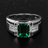Blue Green Crystal Silver Color Men's Ring - ringsuniverse