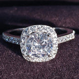 2021 New Luxury Cushion Cut Silver AAA Cz ring - ringsuniverse