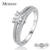 Real Silver Hearts Clear AAA+ Quality CZ Diamonds Ring - Rings Universe