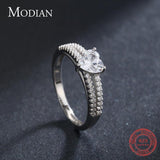 Real Silver Hearts Clear AAA+ Quality CZ Diamonds Ring - Rings Universe