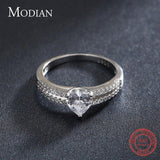 Real Silver Hearts Clear AAA+ Quality CZ Diamonds Ring - Rings Universe