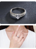 Real Silver Hearts Clear AAA+ Quality CZ Diamonds Ring - Rings Universe