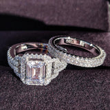 Luxury Silver AAA Quality Zircon Diamonds Ring Set - ringsuniverse