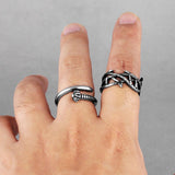 Stainless Steel Victory Olive Branch Bikers Mens Ring - Rings Universe