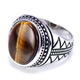 Genuine Silver Natural Tiger Eye Stones Ring - ringsuniverse