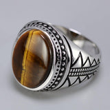 Genuine Silver Natural Tiger Eye Stones Ring - ringsuniverse