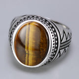 Genuine Silver Natural Tiger Eye Stones Ring - ringsuniverse