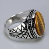 Genuine Silver Natural Tiger Eye Stones Ring - ringsuniverse