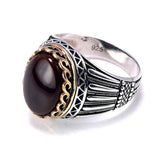 Silver Retro Luxury Big Tiger Eye and Agate Rings - ringsuniverse