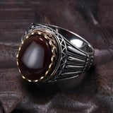 Silver Retro Luxury Big Tiger Eye and Agate Rings - ringsuniverse