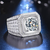 Solitaire Male 4ct Lab Diamond Sterling Silver Ring - ringsuniverse
