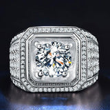 Solitaire Male 4ct Lab Diamond Sterling Silver Ring - ringsuniverse