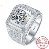 Solitaire Male 4ct Lab Diamond Sterling Silver Ring - ringsuniverse