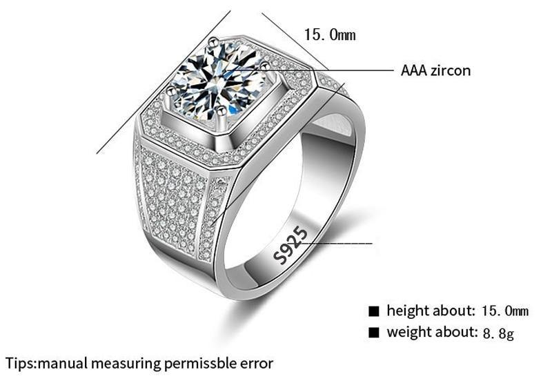 Buy 925 Sterling Silver American Diamond Adjustable Solitaire Engagement  Ring for Men Online