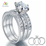 Impressive 2 Carat Round Cut 3-Pcs Z Diamond Ring Set - Rings Universe